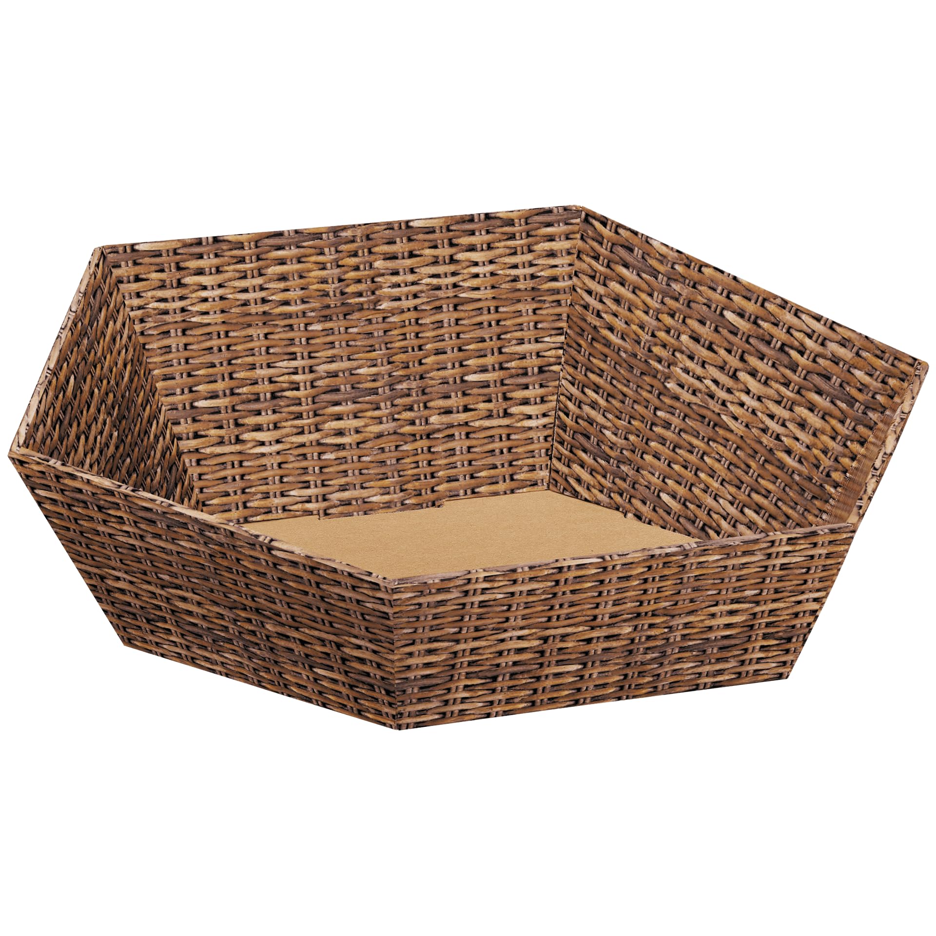 [BOXXCO] 25 Stück Präsentkörbe sechseckig Marché groß Ø 415 mm 313x301x84-139 mm - Leere Geschenkkörbe aus Pappe zum Befüllen für Delikatessen