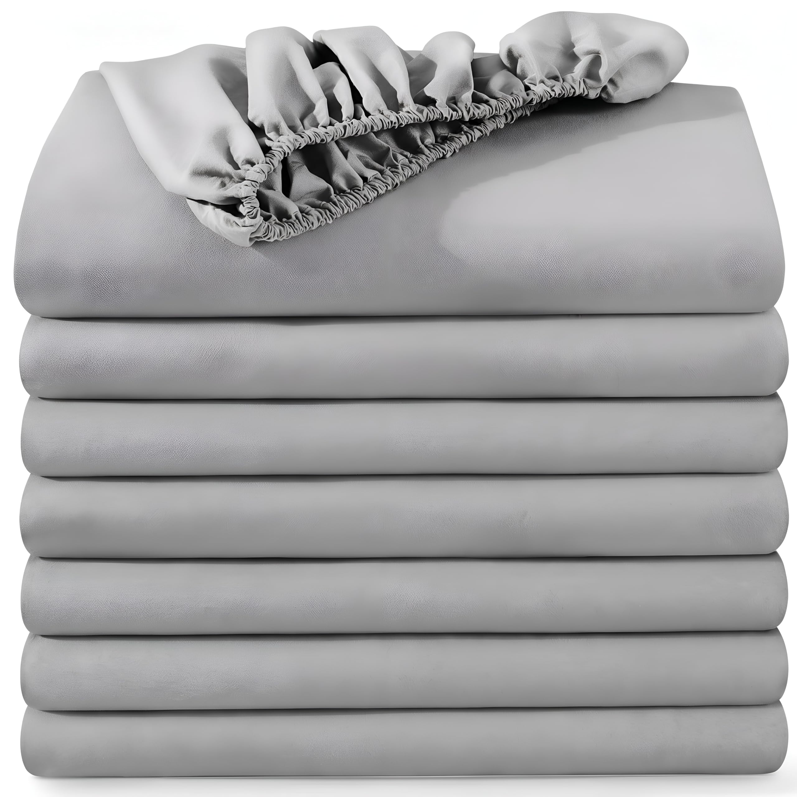 BedLooms Fitted Sheets King Size 8 Pack – Silver (152x200cm) up to 25cm Deep Bed Sheets