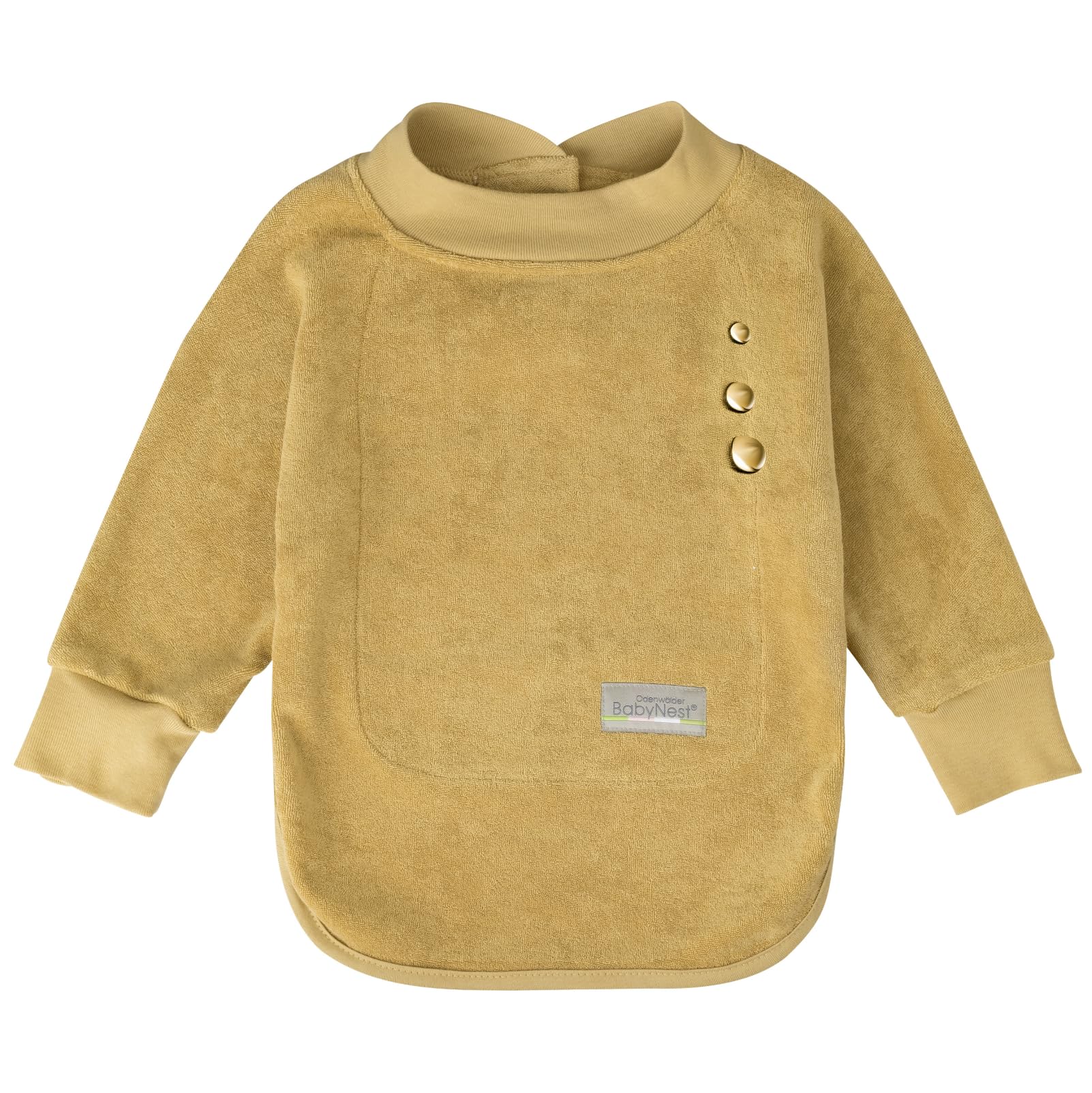 Odenwälder Baby Ärmellätzchen – Wasserdichtes Langarm-Lätzchen für Beikost, 6-24 Monate, mit verstellbarem Design, 100% wasserdicht mustard