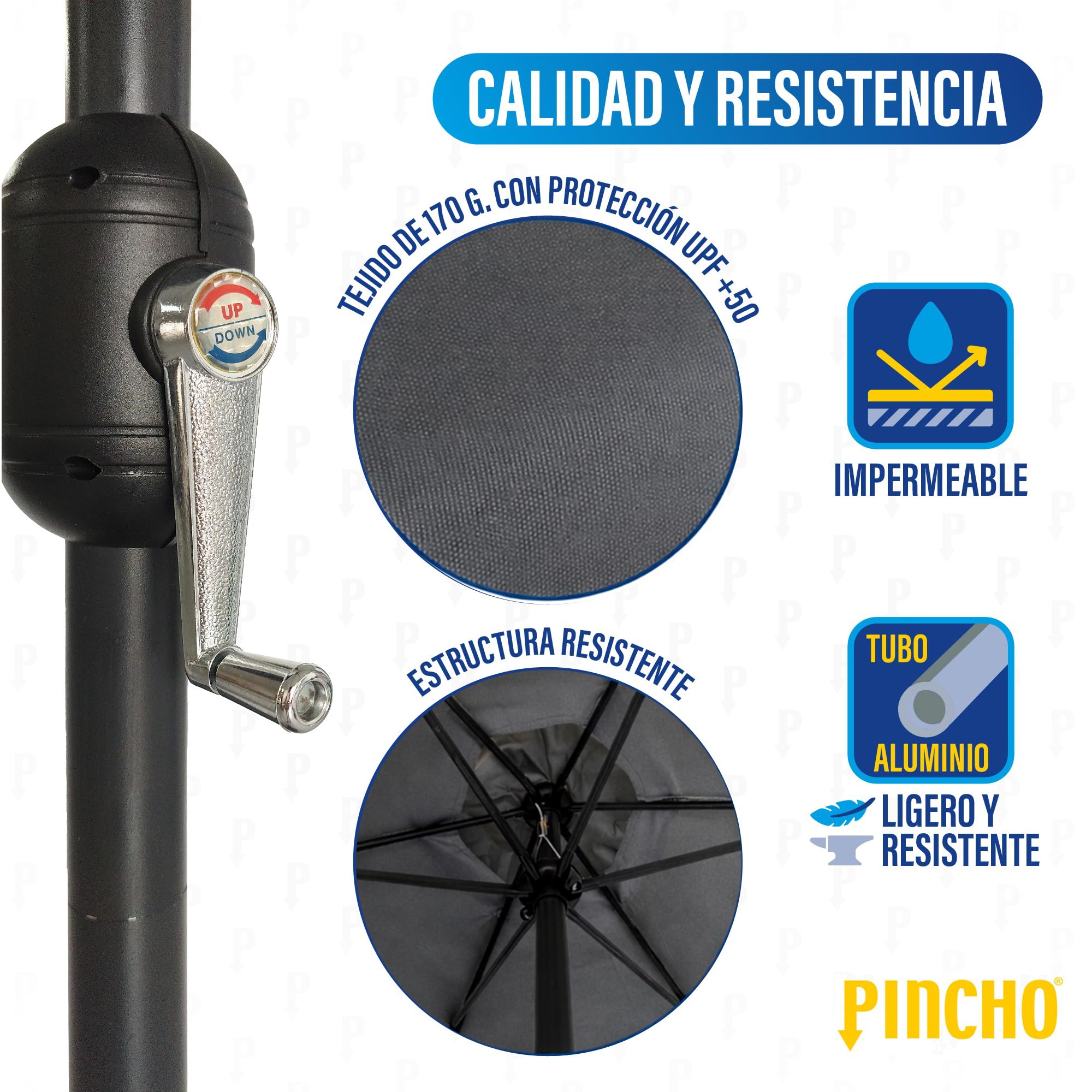 Pincho Sombrilla Terraza Exterior 330cm, Sombrilla Jardín Grande con Ventana Superior, Tela Poliéster 170gr/m2, Aluminio, Protección Solar UV50+ (ANTRACITA 330 CM)
