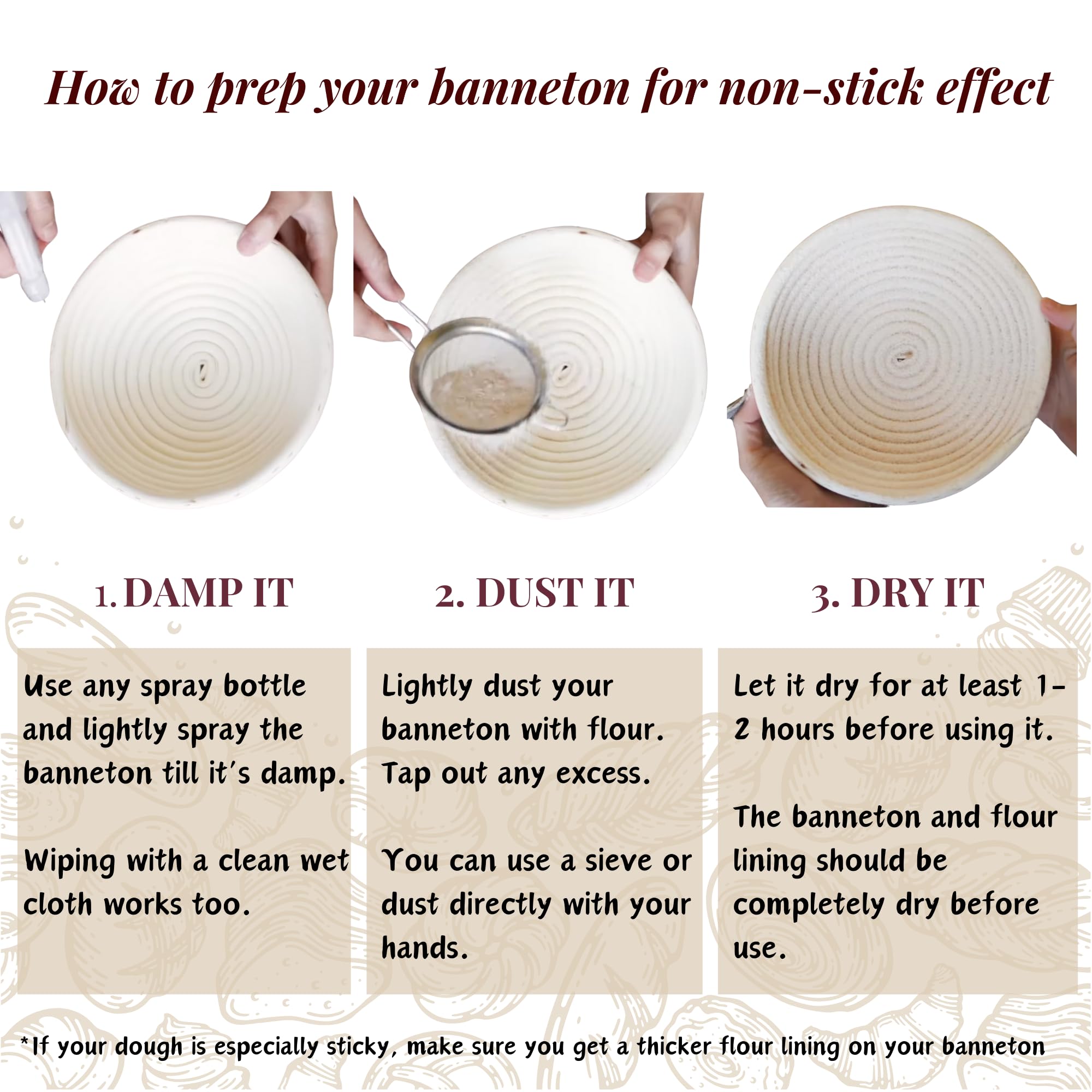 TFT Banneton - Cesta redonda de prueba de pan de 9 pulgadas, suministros para hornear pan de masa madre, kit de inicio de masa madre, cesta de prueba para hornear pan, suministros de herramientas para