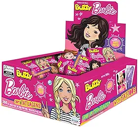 Buzzy Barbie Chiclete de Bola, Sabor Tutti Frutti, com Tatuagens, 360g