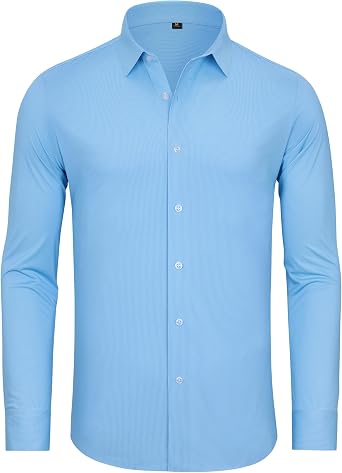 Alimens & Gentle 4 Way Stretch Mens Button Down Shirts Plaid Dress Shirt Wrinkle Free Long Sleeve Gingham Shirts