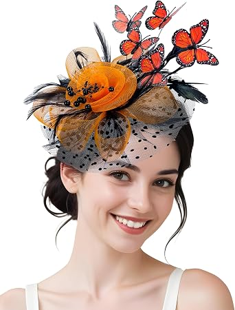 Butterfly Fascinator Headband Crown Monarch Butterfly Tea Party Hat Halloween Fairy Elf Headpiece for Women