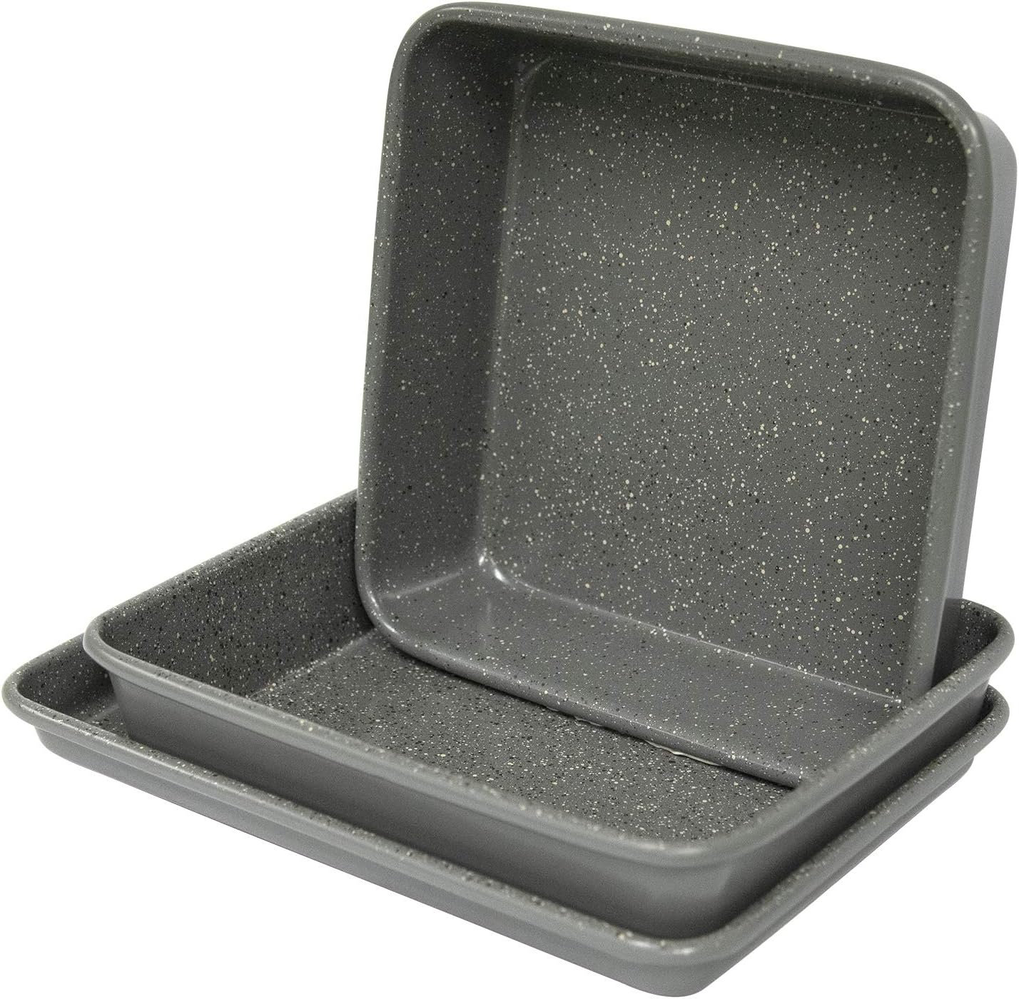 casaWare 3pc Ultimate Series Commercial Weight Toaster Oven Bakeware Set (Silver Granite)