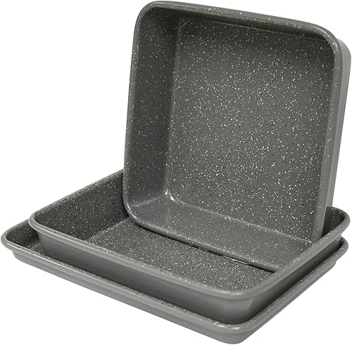 casaWare Juego de utensilios para hornear de horno tostador de peso comercial de 3 piezas Ultimate Series (granito plateado) Plateado (Silver