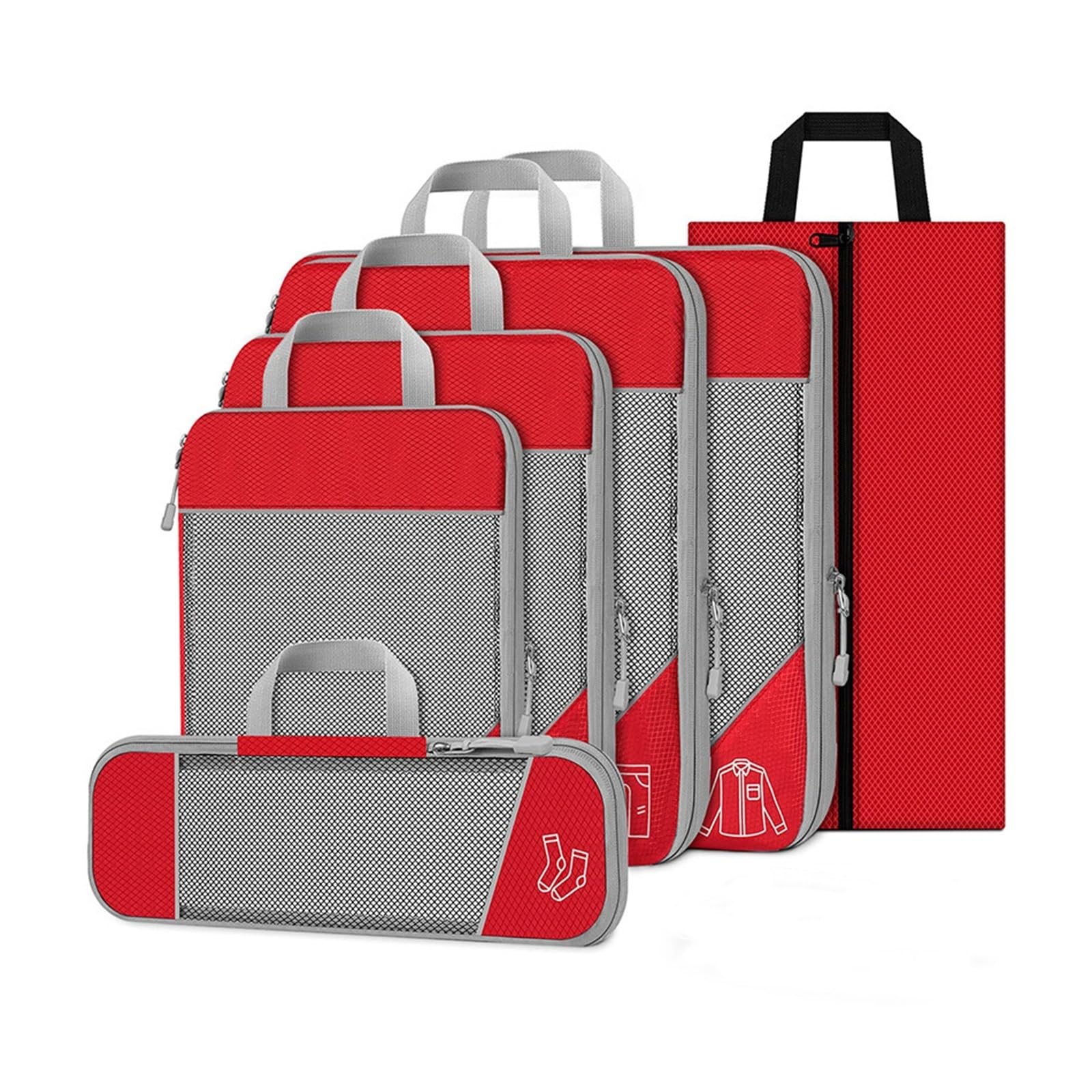 Organizzatori da Viaggio a Compressione Cubi da imballaggio a compressione for valigie Cubi organizer da 6 pezzi for elementi essenziali Borse organizer for valigie espandibili, organizzatori da imbal