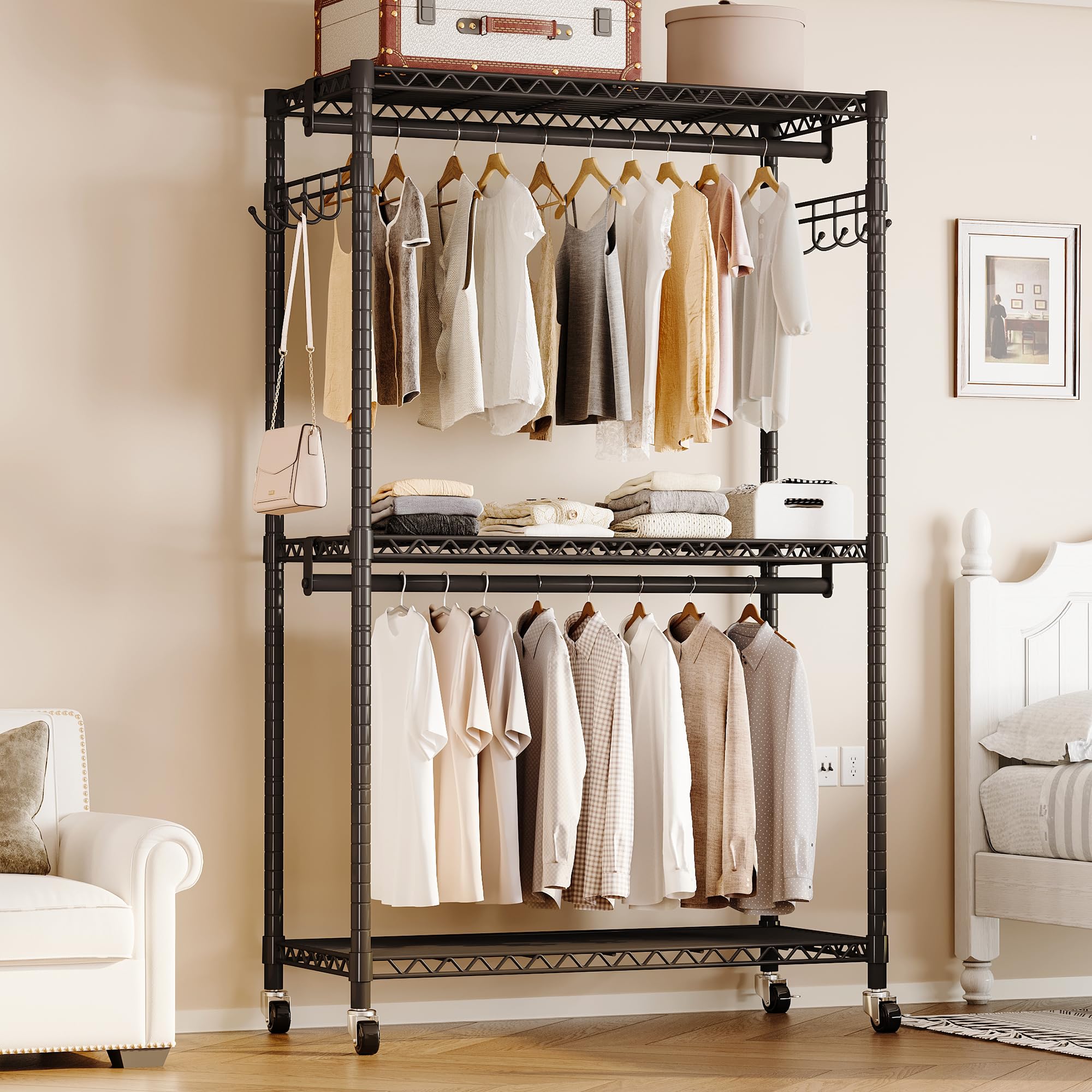 Amazon.com: Heavy Duty Rolling Garment Rack with Adjustable