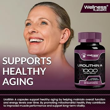 Urolithin A Supplement Capsules 1,000mg (98.9% Pure) Advanced Urolithin A+ Formula for Cellular Renewal & Mitochondrial Support, High-Strength Muscle Health Support- 120 Count