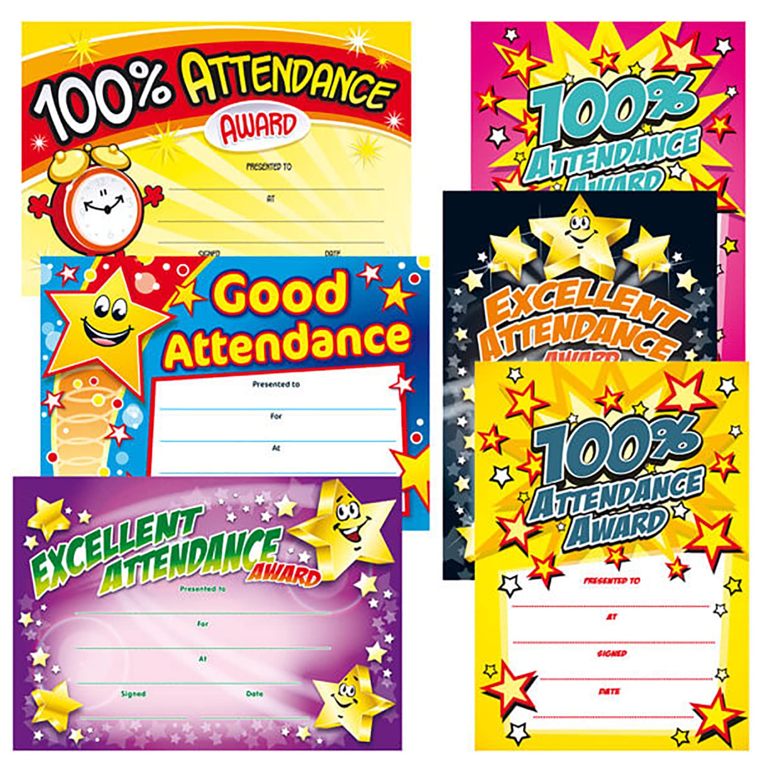 160 Attendance Award Motivational Childrens Pupils School Praise Reward Certificates Megamix A5 Brainwaves Primary Teaching Services