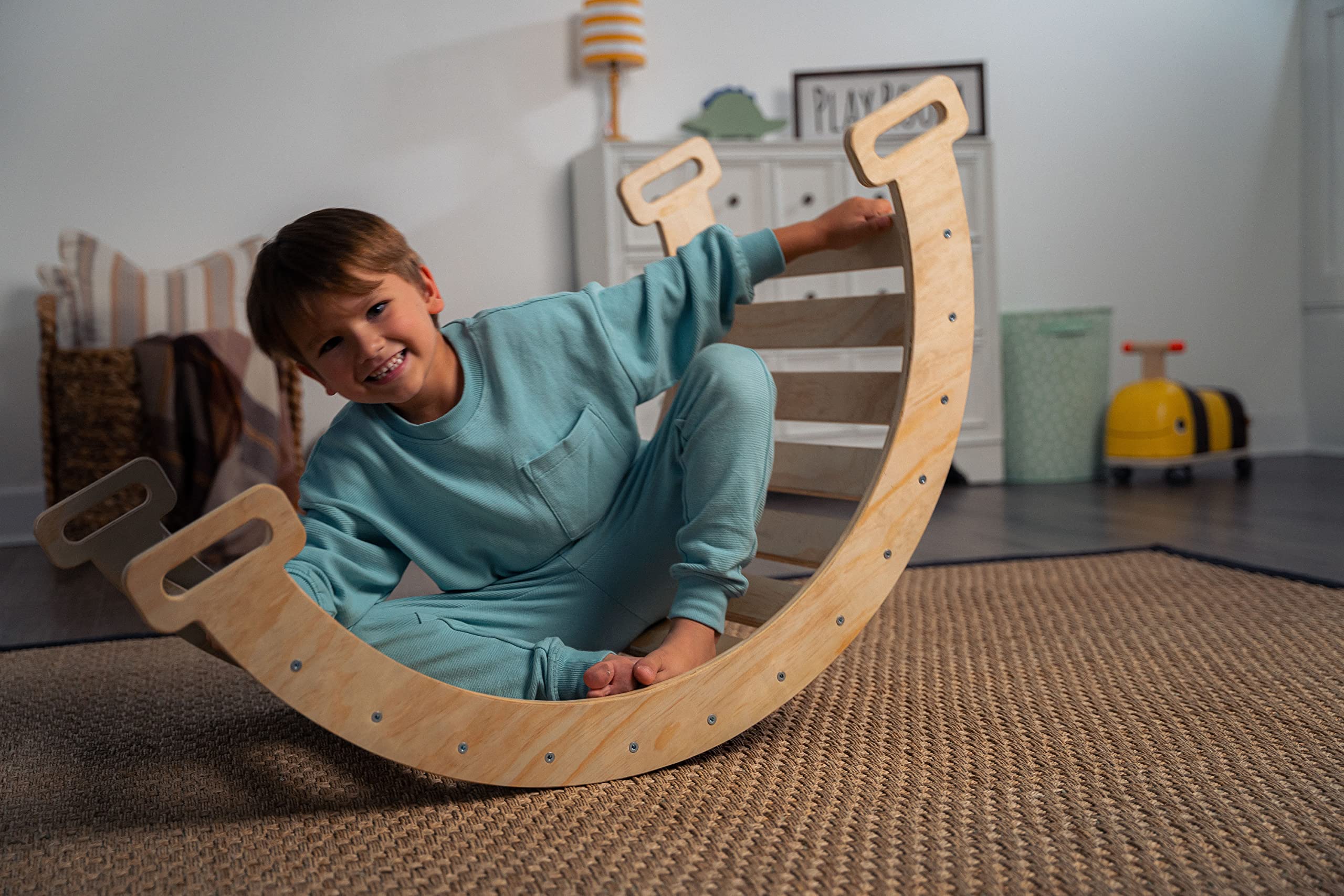 Avenlur Indoor Gym Playset 4in1 Foldable Triangle Ladder, Rock