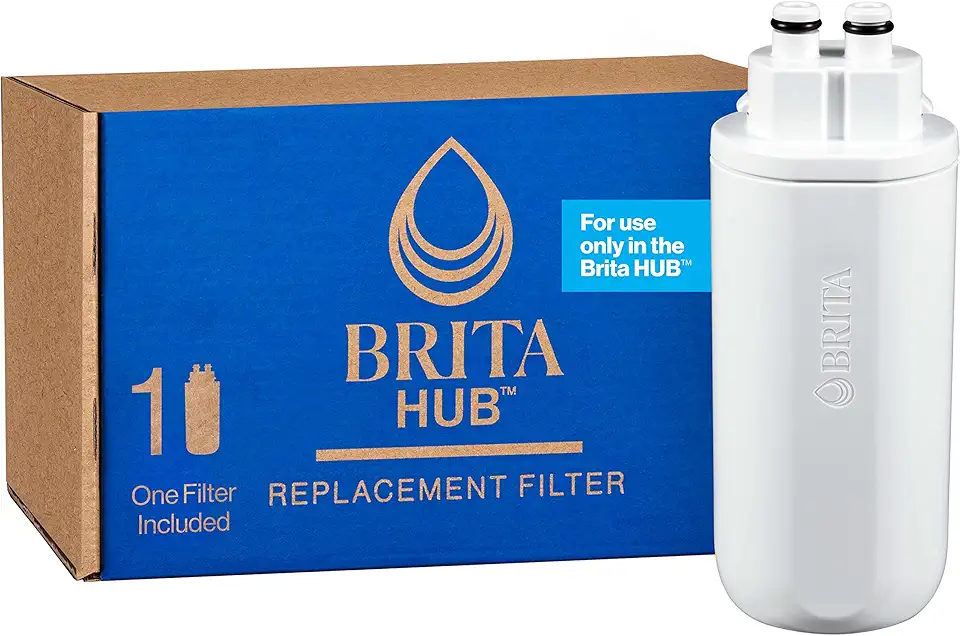 BRITA Hub Replacement Water Filter, BPA-Free, Replaces 900 Plastic Water Bottles, Lasts Six Months or 120 Gallons, Includes 1 Filter, Kitchen Essential, White
