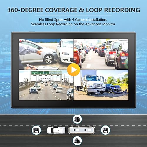 Miniatura 10 de Cámara de respaldo para RV, monitor de pantalla táctil 4K de 10.36 pulgadas, sistema de cámara de respaldo para camión, remolque, sistema de cámara