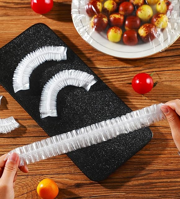 100 Pcs Shrinkable Fresh Keeping Bags, Elastic Food Storage Covers Lids Cling Film Bag,Universal Elastic Stretch Bowl Lids Kitchen Supplies for Fruit/Vegetable/Meat/Food Preservation