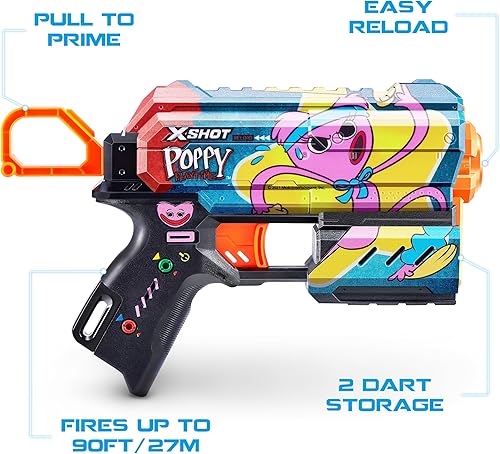 Vista 3 de XSHOT Skins Flux Poppy Playtime Dart Blaster 2PK - Jumpscare + Kissy, 16 dardos por ZURU