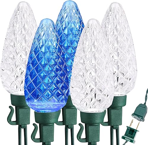 Miniatura 10 de Brizled C5 - Tira de luces de Navidad de 33 pies, 100 luces LED para árbol de Navidad, 120 V, conectable, tira de luces de Navidad facetadas para