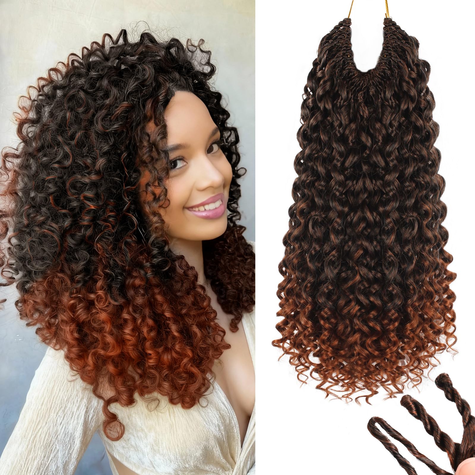 Photo 1 of 120 Strands Curly Crochet Hair Gogo Curl Pure Protein Fiber Close to Human Hair 14 Inch Pre looped Deep Wave Curly Crochet Hair For Black Women Beach Curl Twist Braiding Hair Extensions (14inch T350#)
