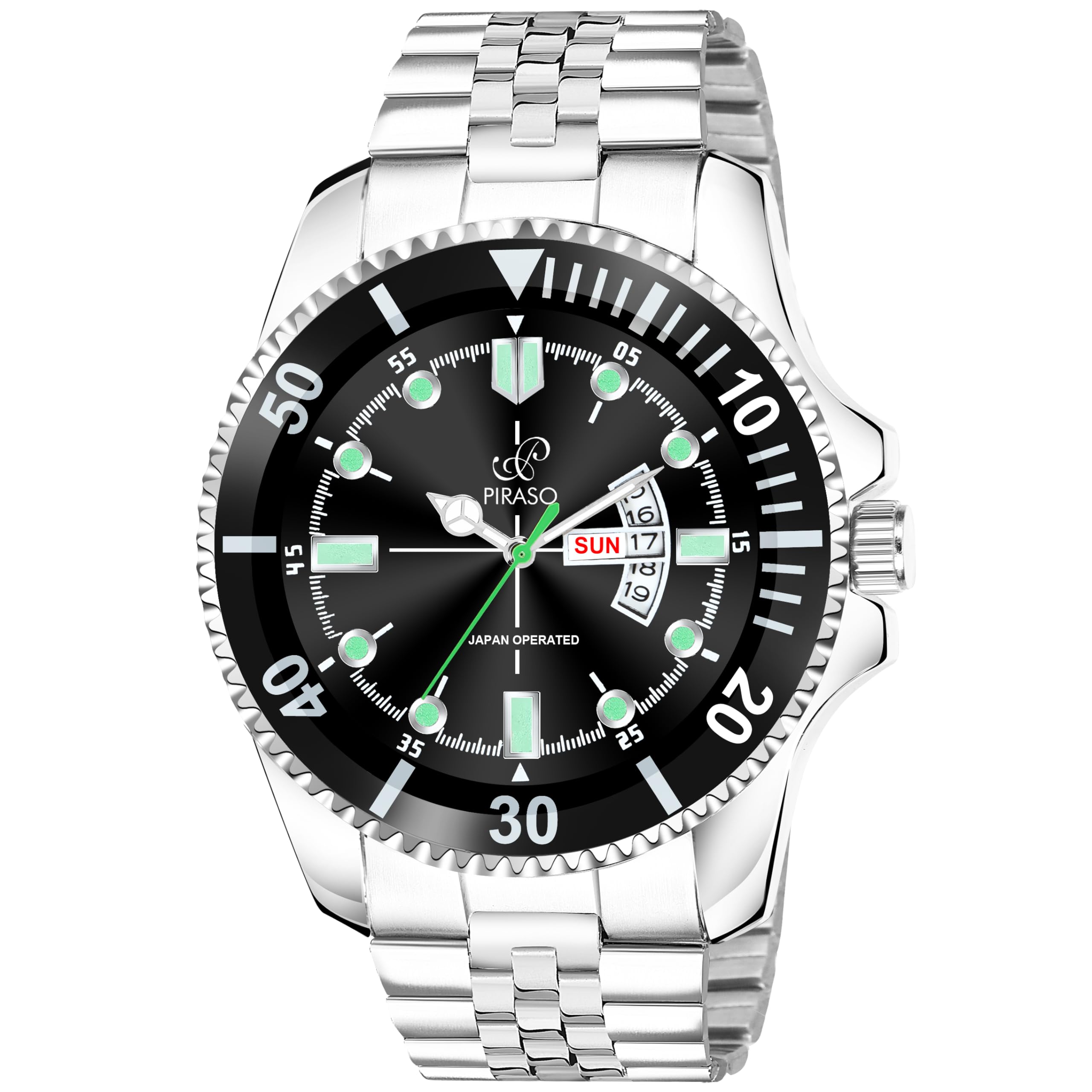 PIRASO New Look Black Dial and Silver Chain Watch for Men Analog Watch (B0CQT748Z9) Amazon Price History, Amazon Price Tracker