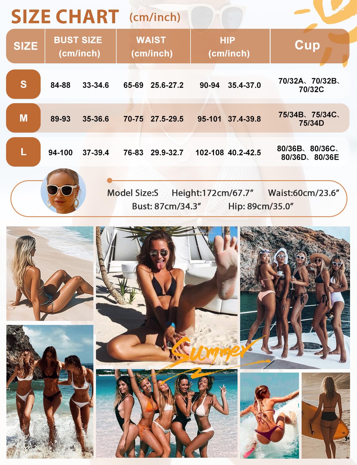 Vancavoo Triángulo Bikinis Mujer Brasileño Sexy Traje de Baño de Dos Piezas Push Up Ajustable Swimwear