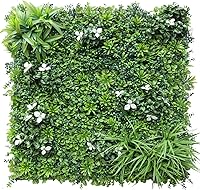 Vista 25 de E&K Panel de valla de plantas artificiales de 20 x 20 pulgadas, hojas sintéticas, césped, panel de privacidad para interiores y exteriores