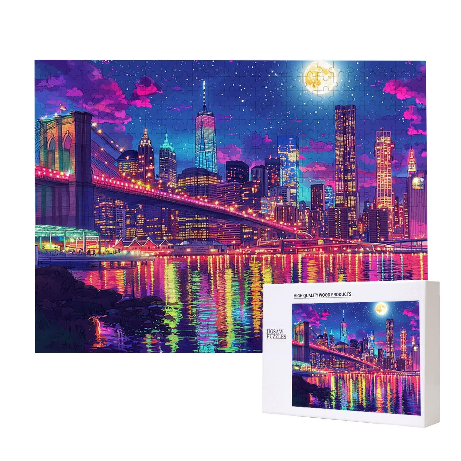 Puzzle in Legno per Adulti 1500 Pezzi | Città Vista notturna| Giocattoli Educativi | Puzzle Adulti E Famiglie Decor | Dimensione Di 87x57cm | Regalo Adultis | Regali Natale (Formato: 34.8x22.8in) o-85