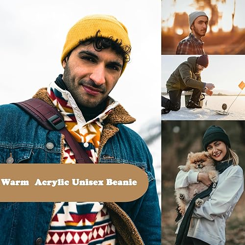 Miniatura 3 de ZOORON Gorro para mujer y hombre, unisex, con puños, de punto de calavera, suave, gorro de pescador, sombreros de invierno