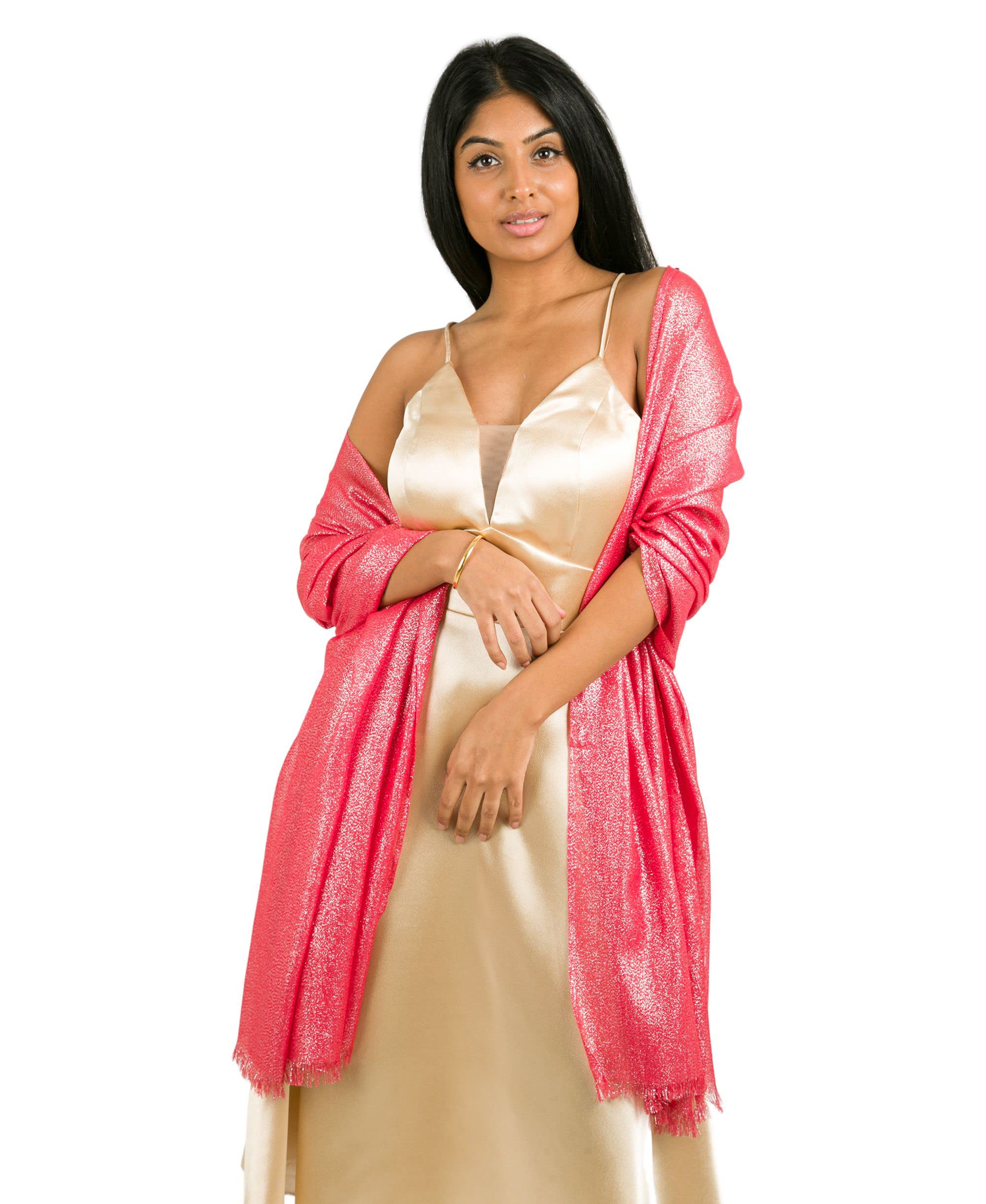 KRISP Metallic Lurex Large Shiny Evening Scarf Oversize Cape Wrap Occasion Party