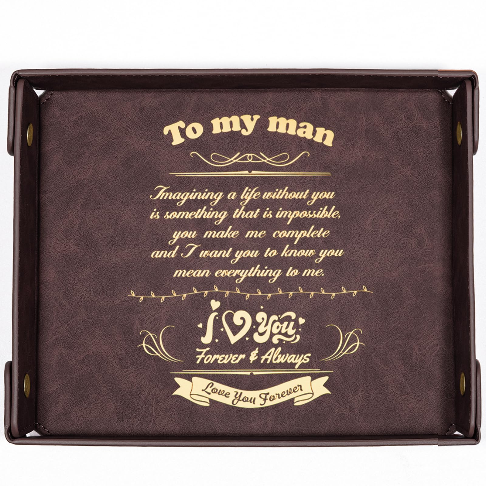 CASIRENA from Wife Husband Birthday Gift Personalized Gifts for Him for Men PU Leather Valet Tray