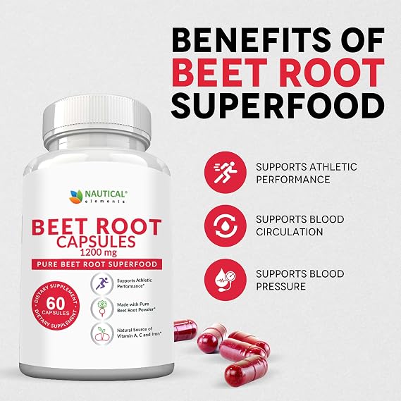 Beet Root Capsules - 1200mg Per Serving - 60 Beet Root Powder Capsules