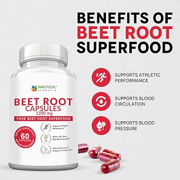 Beet Root Capsules - 1200mg Per Serving - 60 Beet Root Powder Capsules