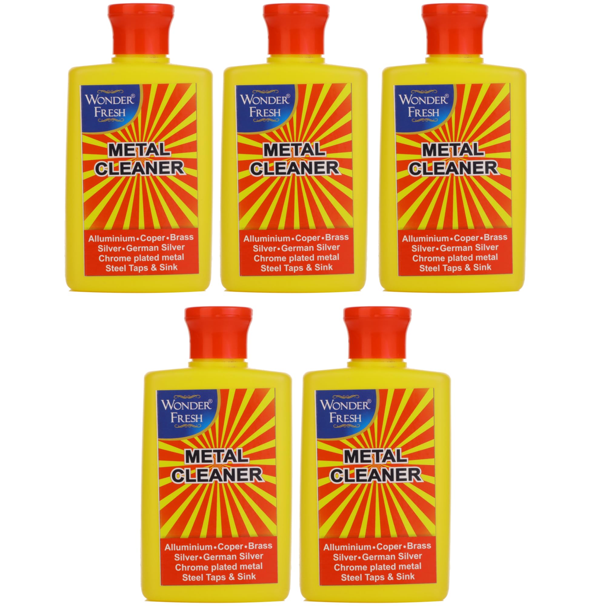 Wonder Fresh Metal Cleaner | Silver Cleaning Liquid, Copper, Brass, Steel and other Metal Cleaner | Rust Cleaner | Cleans Limescale, Jams, Stains, Hinges, Chains and Surfaces | 200ml (Pack of 5) (B0D86VY6MR) Amazon Price History, Amazon Price Tracker