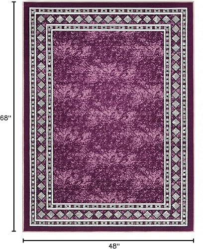 Miniatura 383 de Antep Rugs Alfombras modernas con bordes de 2 x 7 pies antideslizantes (antideslizante) de perfil bajo con parte trasera de goma para interiores