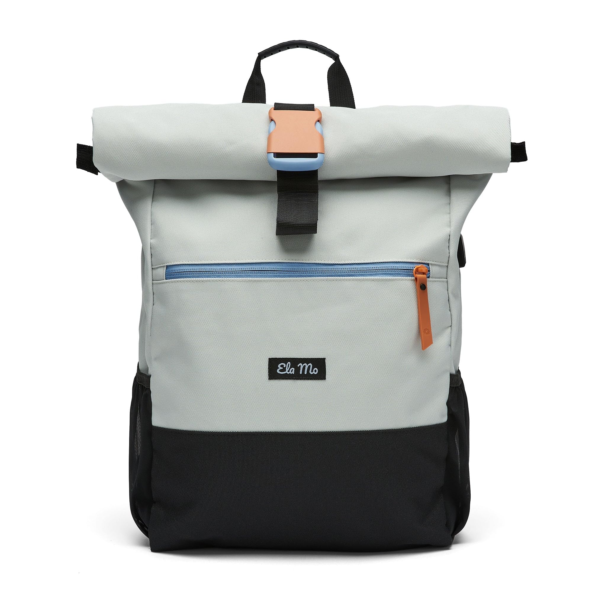 Ela Mo Zaino da donna Rolltop bello, confortevole e ben progettato, 18 l, Lightgrey Orange Pop, L, Casual