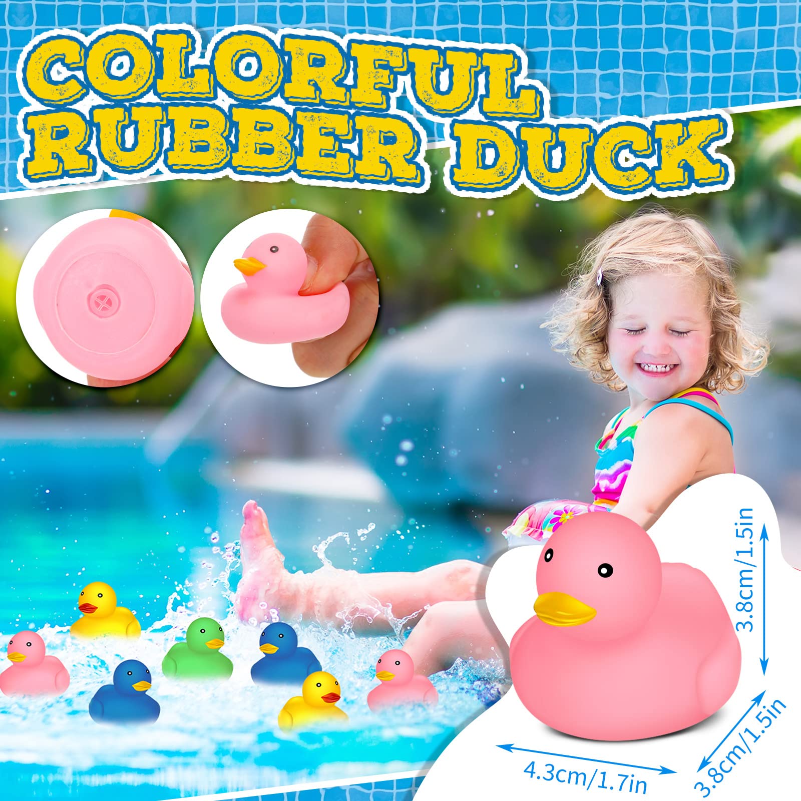 Zubebe Rubber Ducks Bath Toy Multicolor Mini Rubber Duck Bulk Float Duck Bath Toy Baby Shower Birthday Party Favors Gift(100 Pcs)