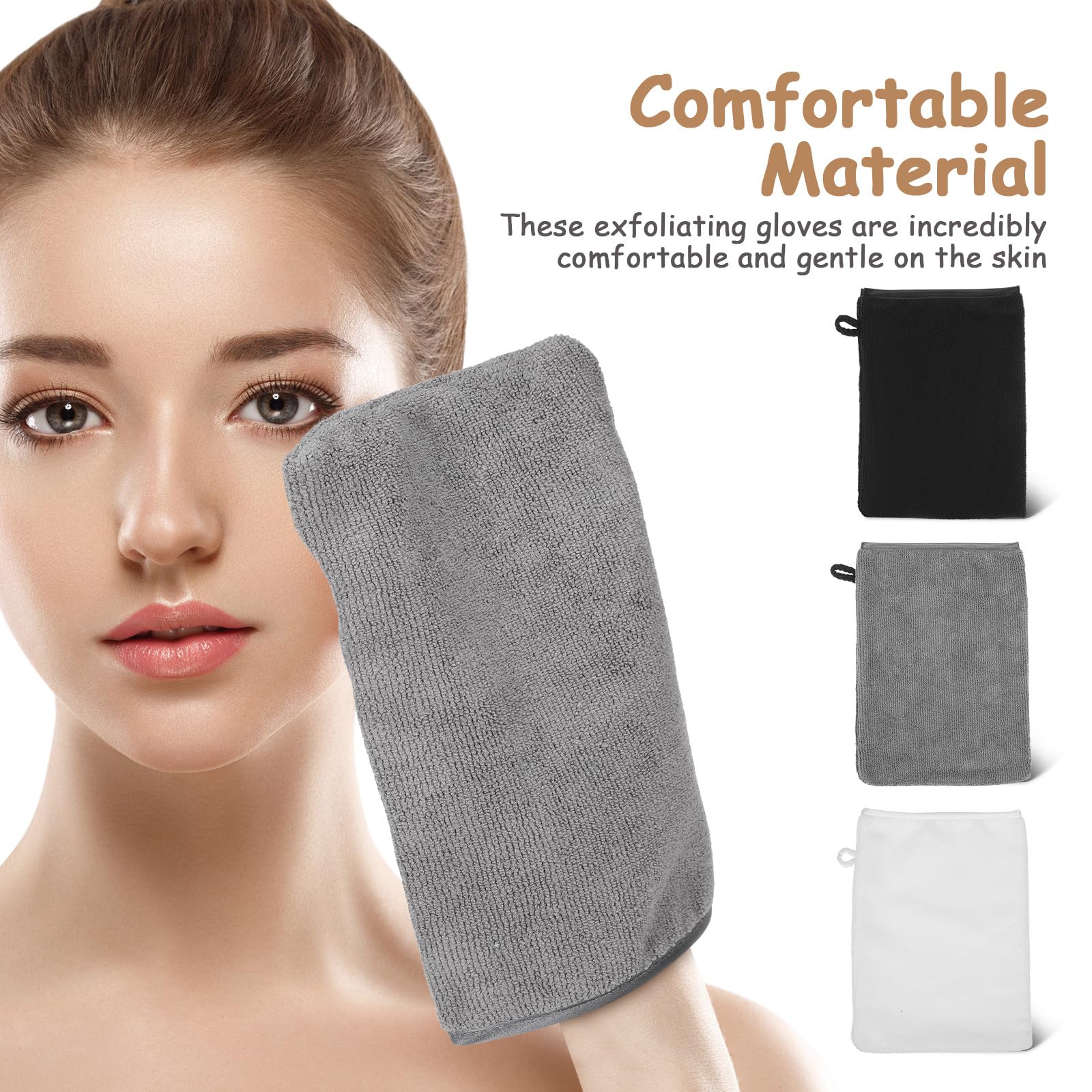 6 Stück Peelinghandschuhe aus Superfeinfaser zum Sanften Entfernen von Make Up und Körperpeeling Wiederverwendbare Duschhandschuhe für Gesicht und Körperpflege