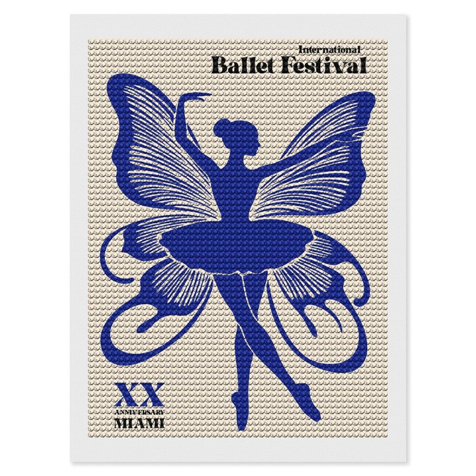 Junmoney International Ballet Festival XX Anniversary Miami Diamond Painting Canvas Set 12"x16", Satisfying Creative Project, Easy to Follow Symbols, Fun Craft Experience