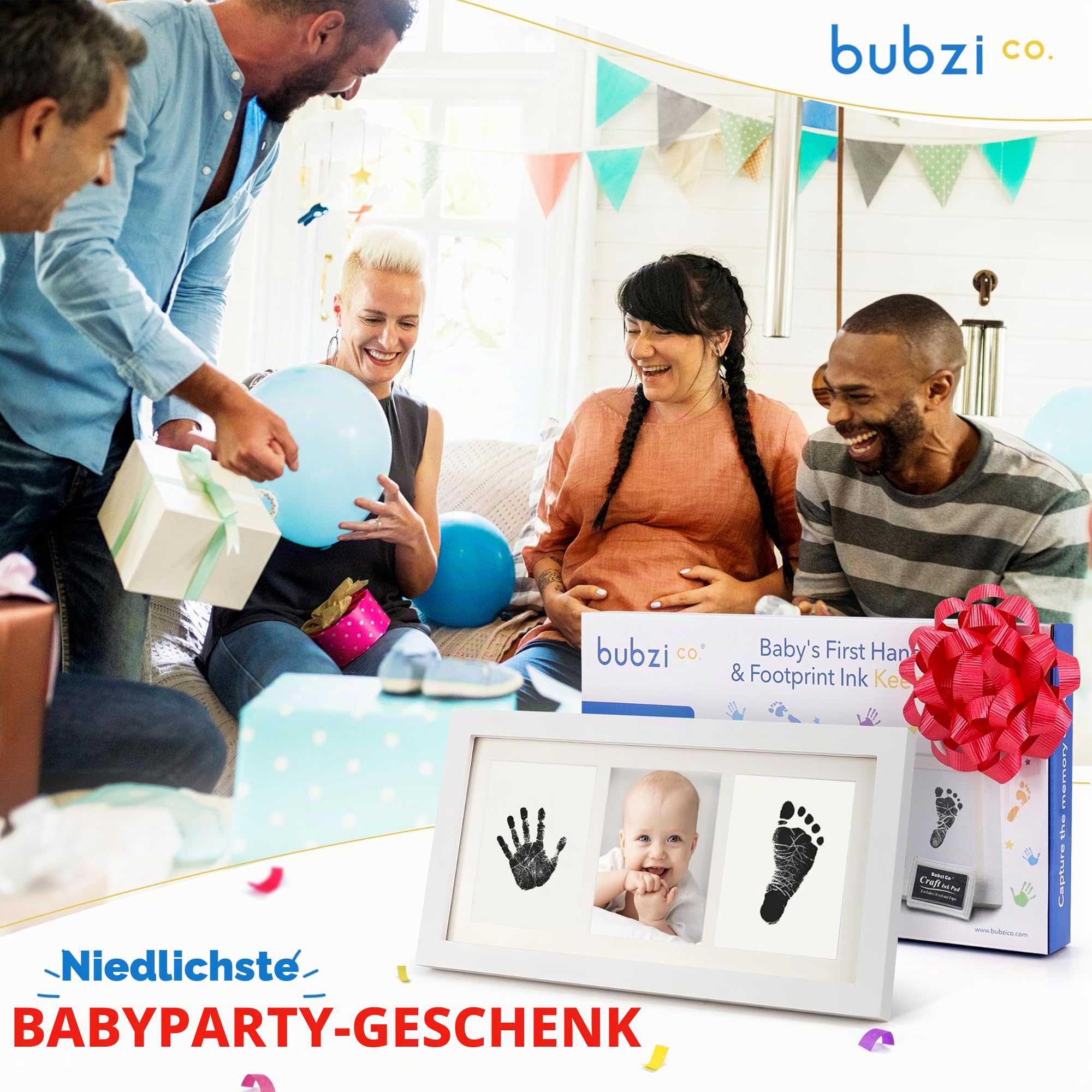 Bubzi Co Baby Handabdruck Fußabdruck Lehm Fussabdruck Set für Neugeborene und Kleinkinder, Baby Geschenk Mädchen Personalisierte Andenken, Kinderzimmer Dekor, Einzigartige Andenken