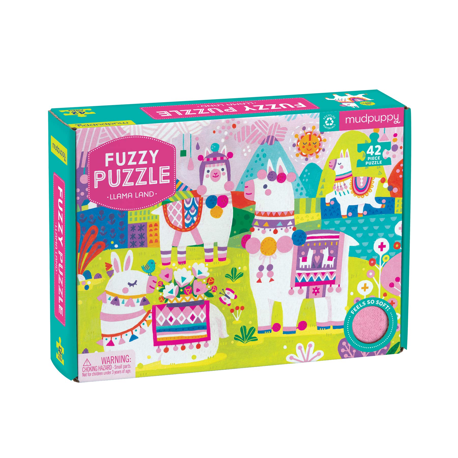 Mudpuppy Llama Land Fuzzy Puzzle, 42 Chunky Pieces, 15”x11” – for Ages 3+ - Puzzle Features Bright, Colorful and Whimsical Llamas with Soft