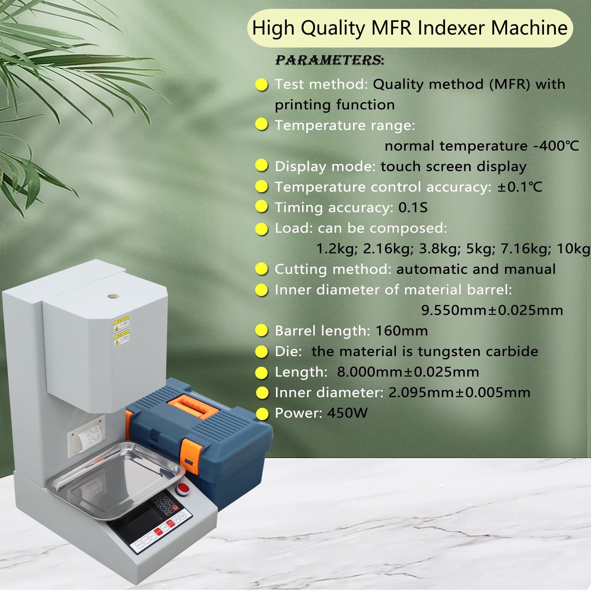 HQHAOTWU Melt Flow Index Rate Tester MFR Indexer Machine Automatic MFR Tester with Printer for Plastic Melt Flow Rate 110V