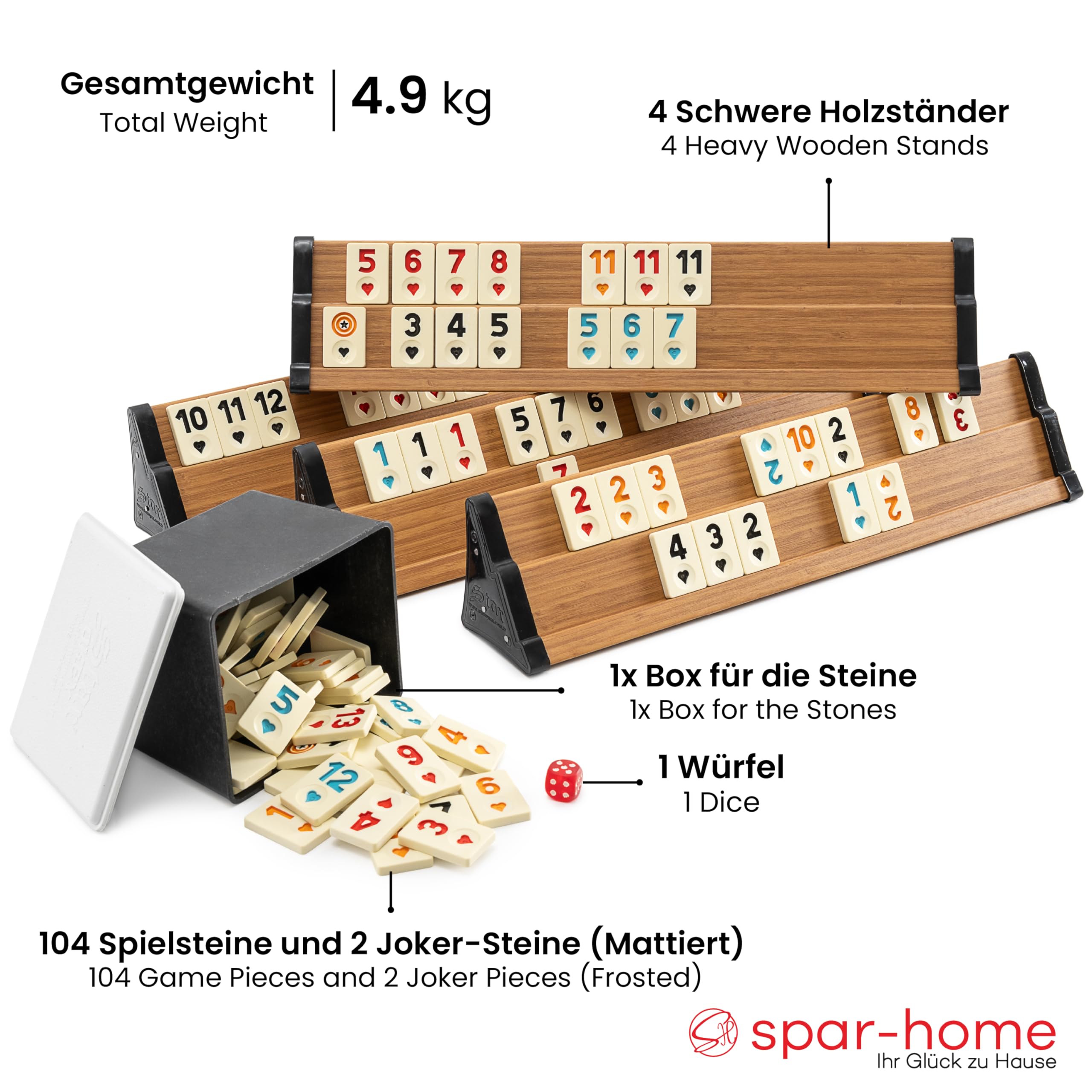 TruWare Just Camp Rummy Rommé Star Okey Takimi Wooden Playset with