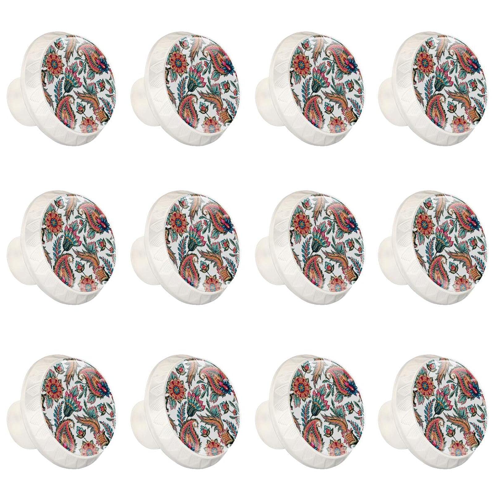 Boutons de placard vintage ronds poignée tiroir commode armoire cuisine fleurs 12 pcs