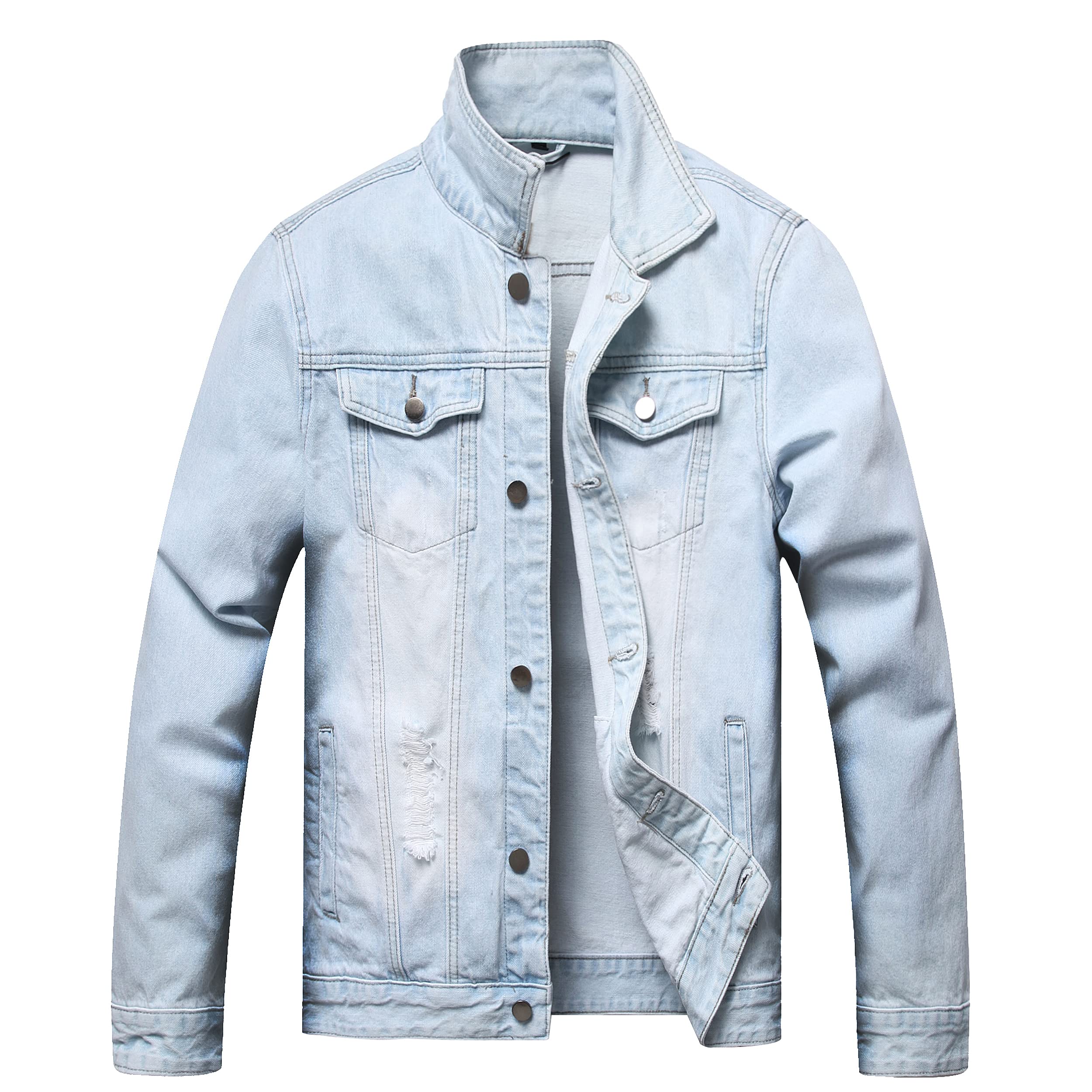 QIMYUM Jean Jacket For Men, Distressed Slim Denim Jacket
