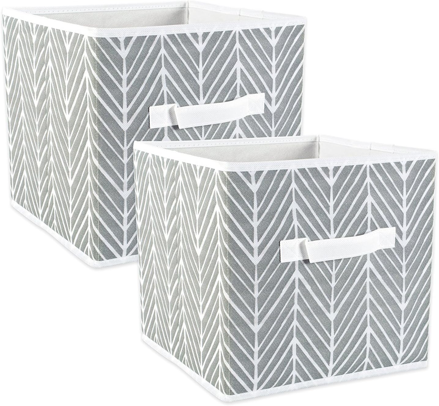 DIINon Woven Storage Collection Polyester Herringbone Bin, Large Set of 2, Gray, 2 Piece