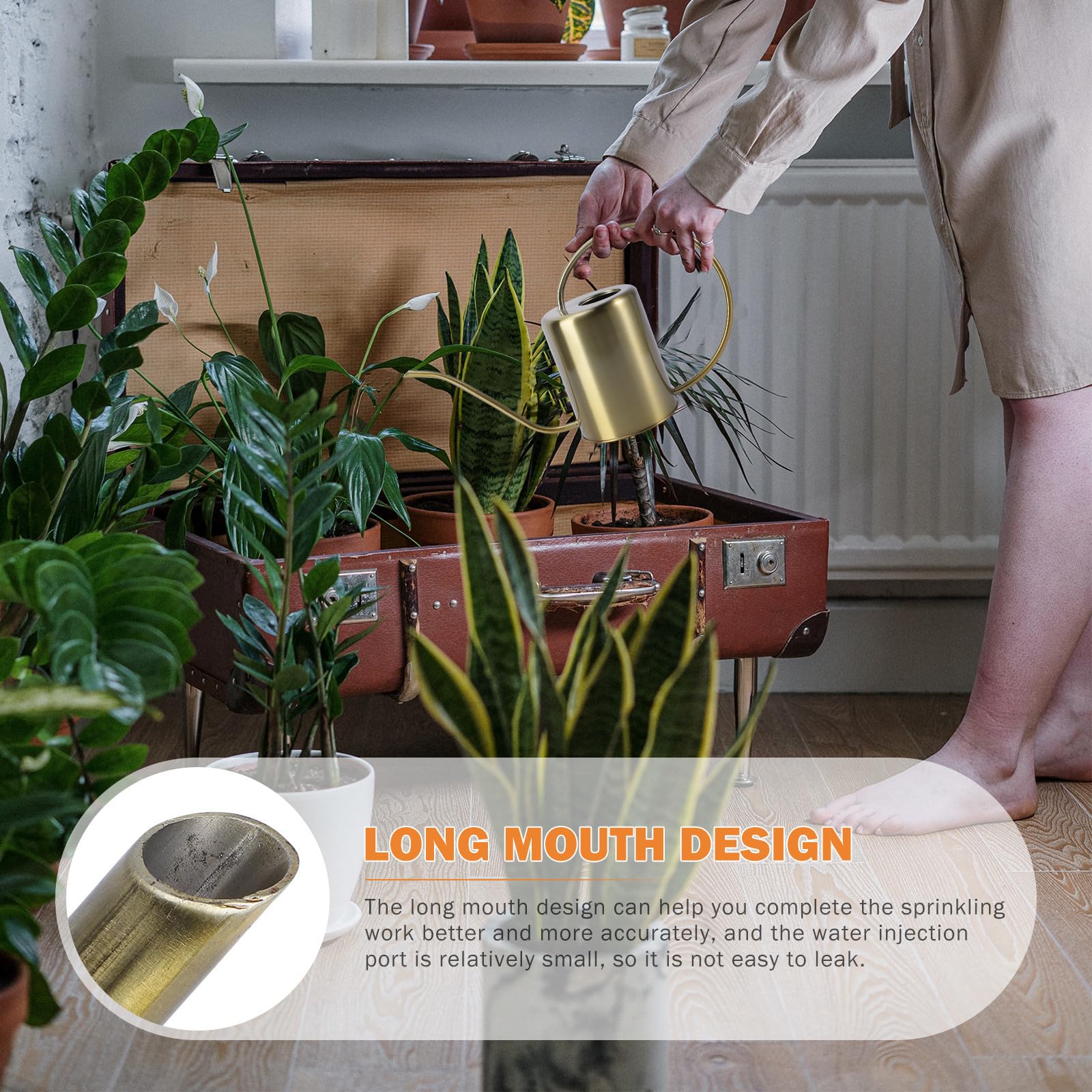 SOIMISS 1stück Langlebige Garten Gießkanne aus Edelstahl mit Langem Ausguss Rostfrei Wiederverwendbar Dicker Stabiler Aufbau Klassisches Design für Zimmer Außengarten Bewässerung