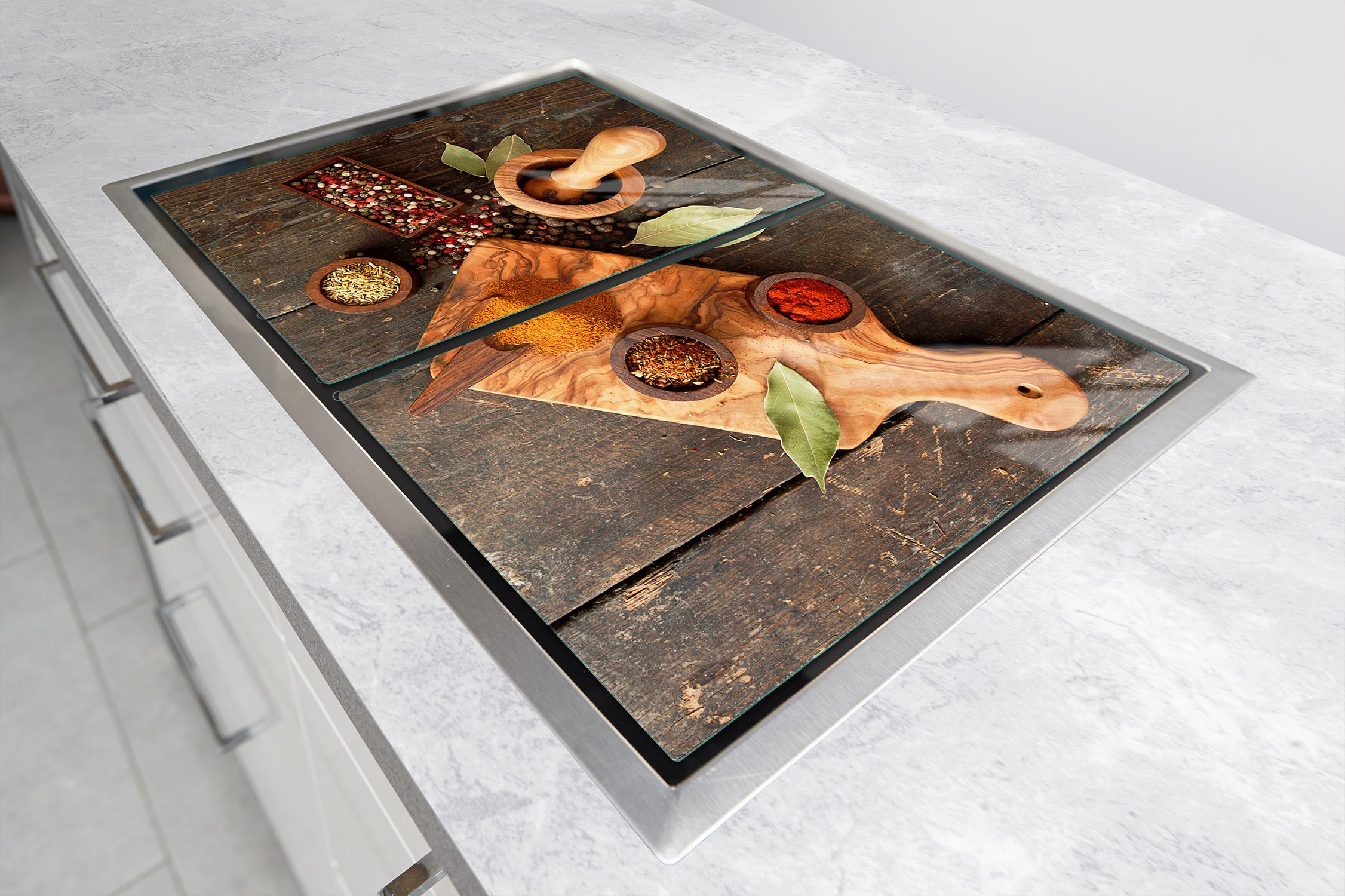 Piastra di copertura per fornelli 60x52 copertura del piano cottura in ceramica paraspruzzi piastra di vetro tagliere decorativo, legno di vino