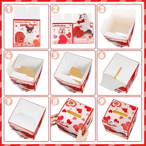 Miniatura 10 de Funrous Caja de 103 tarjetas del día de San Valentín para niños, buzón de San Valentín para premios escolares, regalos de intercambio para niños y