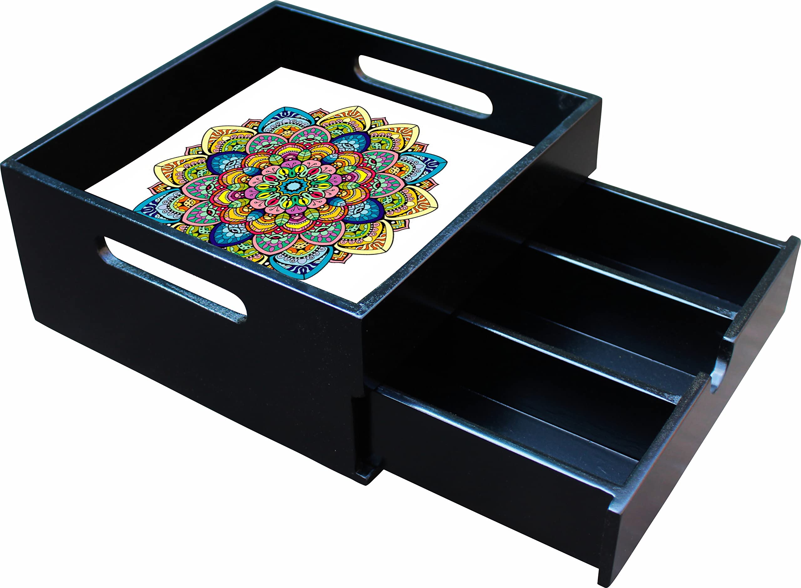 Enigmatic WoodworksWooden Tray with Drawer | Kitchen Use or Home Decor | 8 X 8 x 4 Inches (D4)