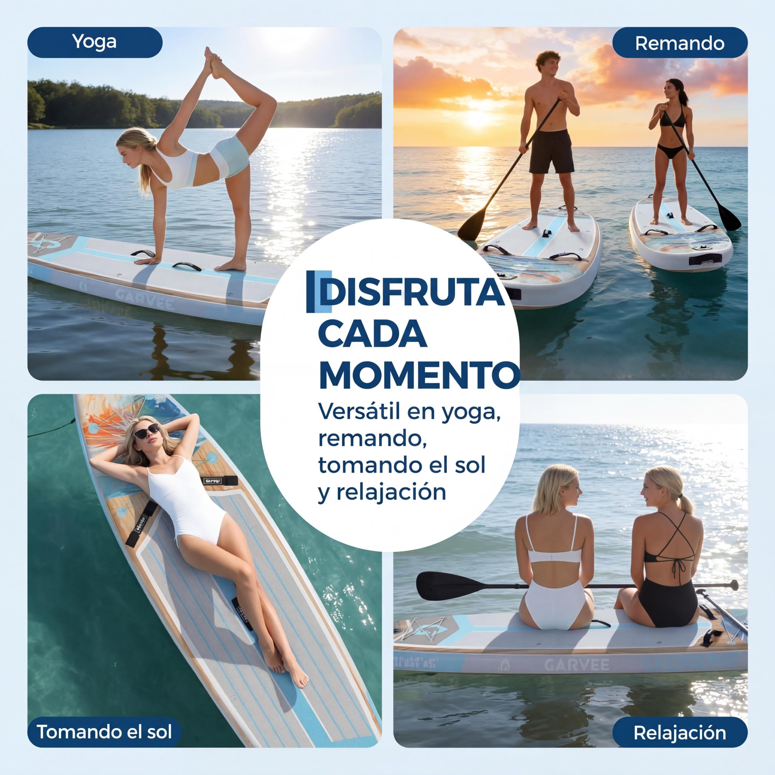 Tabla Paddle Surf Hinchable, Estable, Antideslizante, Excelente Flotabilidad, Carga 204KG, para Principiantes y Yoga Acuático, con Remo, Mochila, Bomba, Aleta Equilibrada, 335 x 86 x 15 cm
