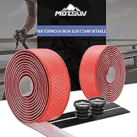 Vista 4 de VXM Cinta para manillar de bicicleta, cinta de barra de bicicleta de carretera, piel sintética + EVA, agarre para mango de ciclismo, 2 rollos (rojo)