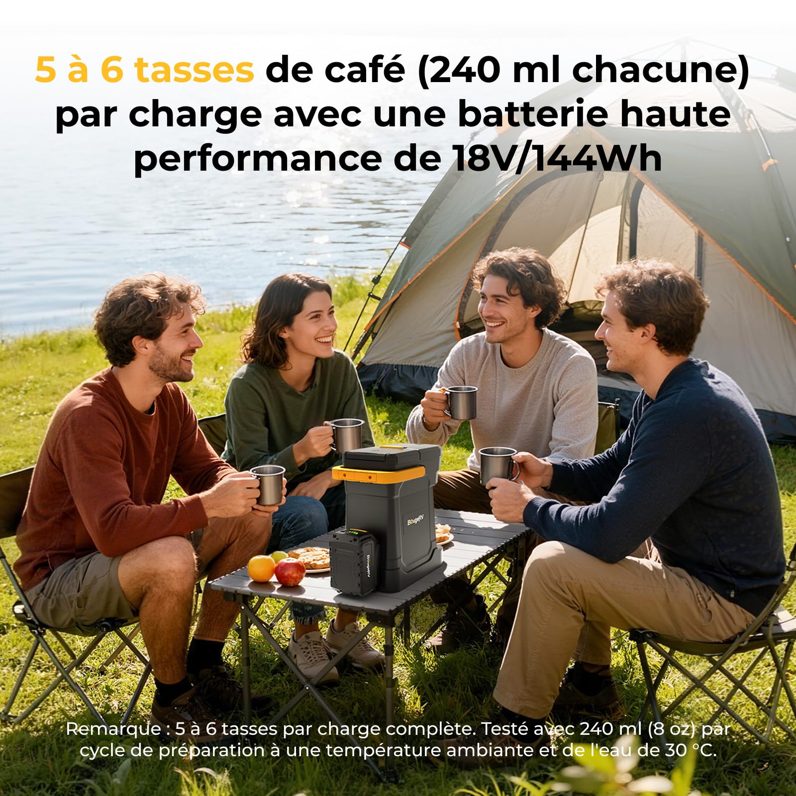 BougeRV Cafetière sans Fil, Batterie 144Wh (8Ah), pour Camping